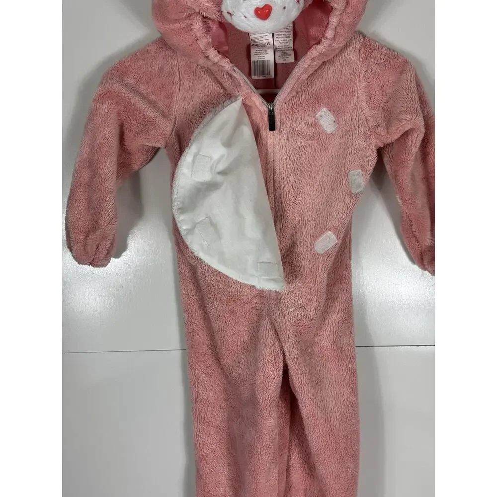 Care Bears VTG 2003 Pink Rainbow Cheer Bear Plush Costume Hooded Pajamas 3T- 4T